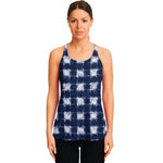 Shibori Grid Pattern Print Women's Racerback Tank Top
