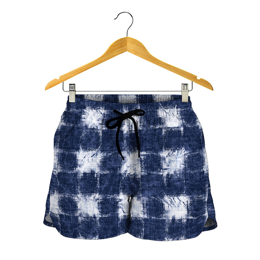 Shibori Grid Pattern Print Women's Shorts