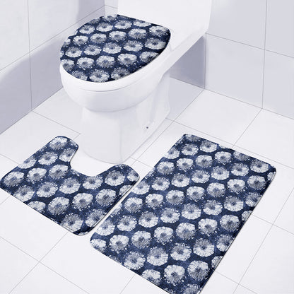 Shibori Motif Pattern Print 3 Piece Bath Mat Set