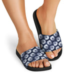 Shibori Motif Pattern Print Black Slide Sandals