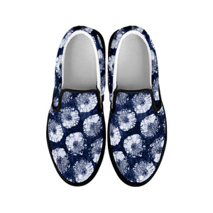 Shibori Motif Pattern Print Black Slip On Shoes