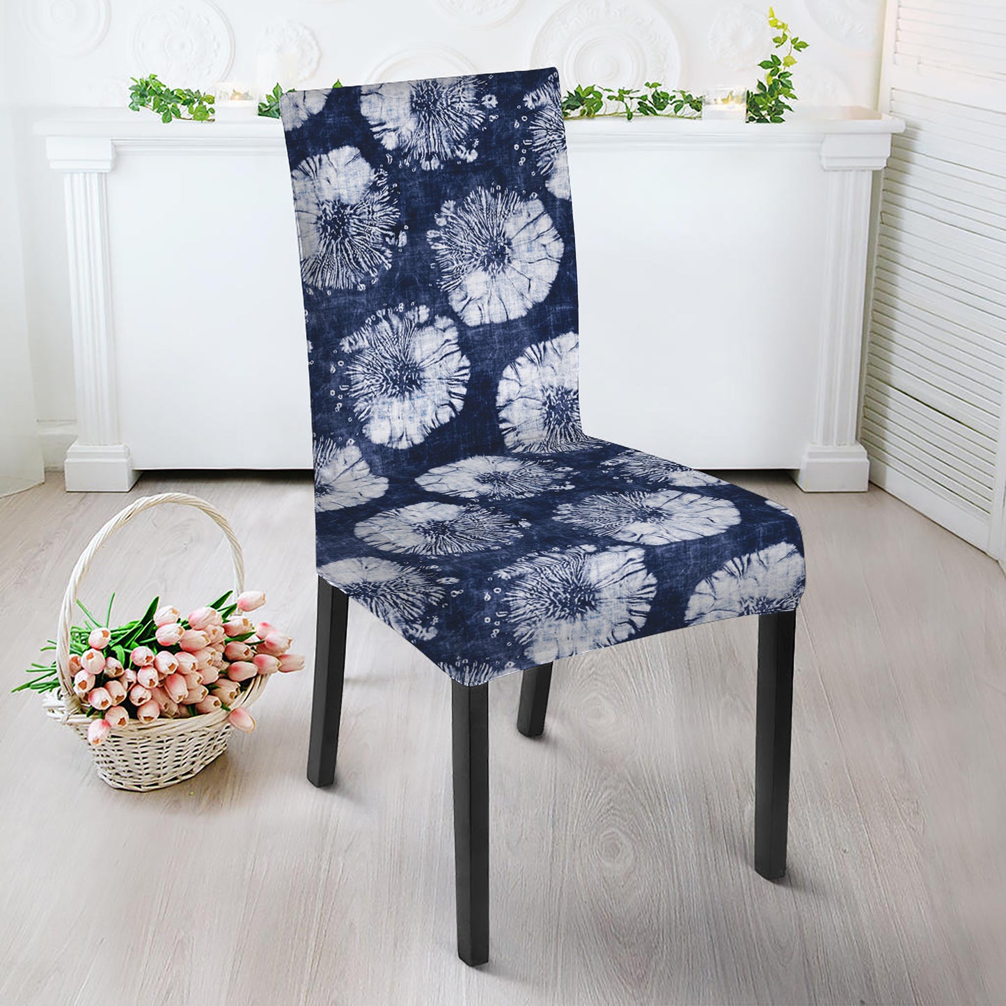 Shibori Motif Pattern Print Dining Chair Slipcover