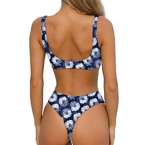 Shibori Motif Pattern Print Front Bow Tie Bikini