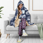 Shibori Motif Pattern Print Hooded Blanket