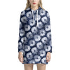 Shibori Motif Pattern Print Hoodie Dress