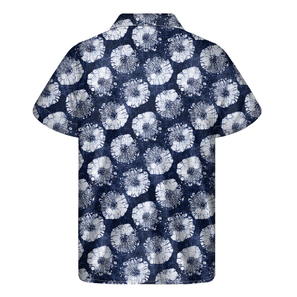 Shibori Motif Pattern Print Men's Short Sleeve Shirt