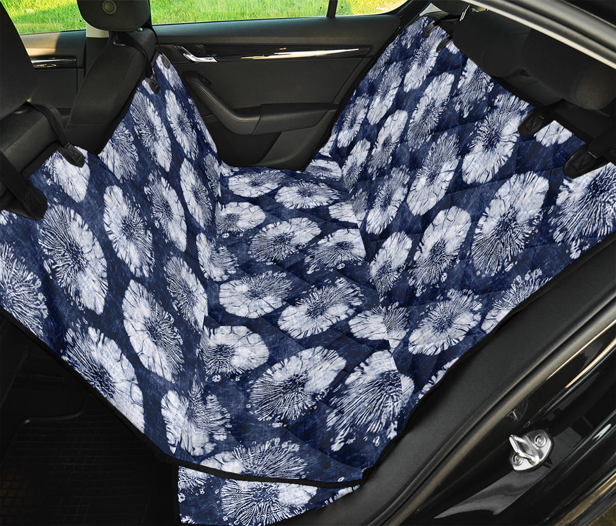 Shibori Motif Pattern Print Pet Car Back Seat Cover