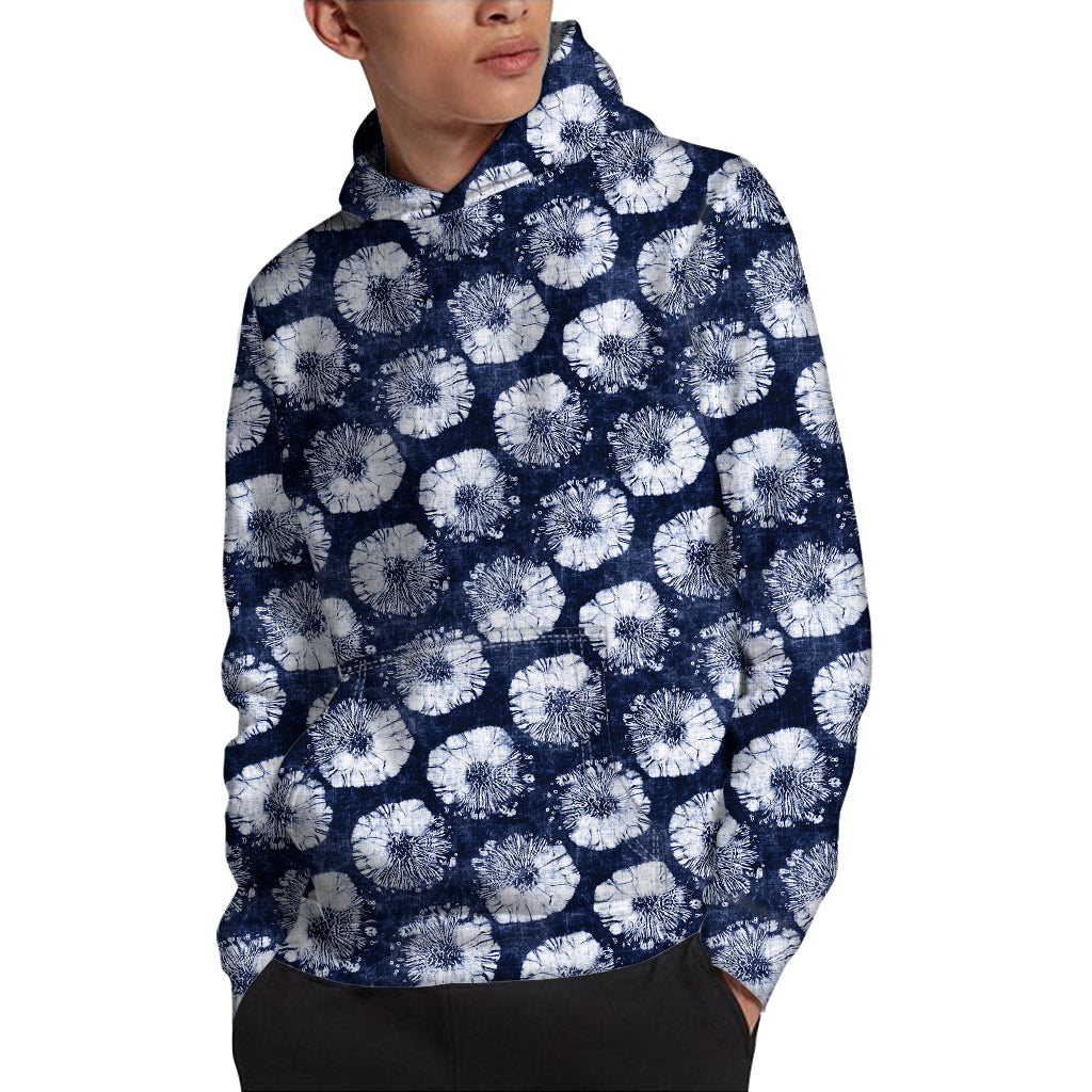 Shibori Motif Pattern Print Pullover Hoodie