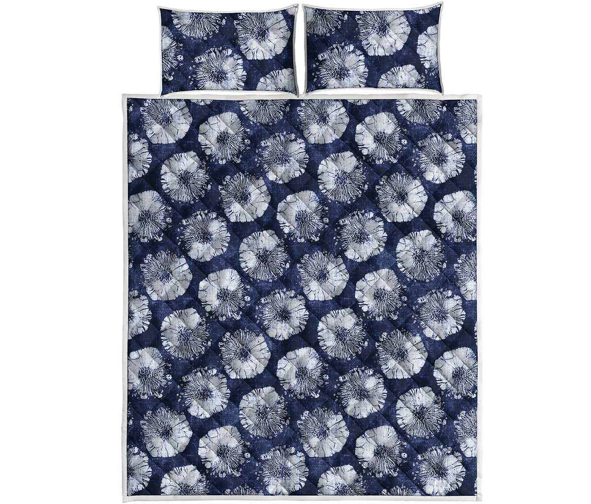 Shibori Motif Pattern Print Quilt Bed Set