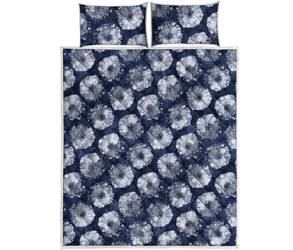 Shibori Motif Pattern Print Quilt Bed Set