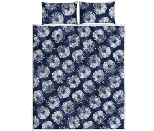 Shibori Motif Pattern Print Quilt Bed Set