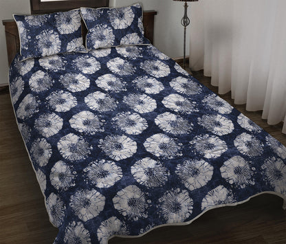 Shibori Motif Pattern Print Quilt Bed Set