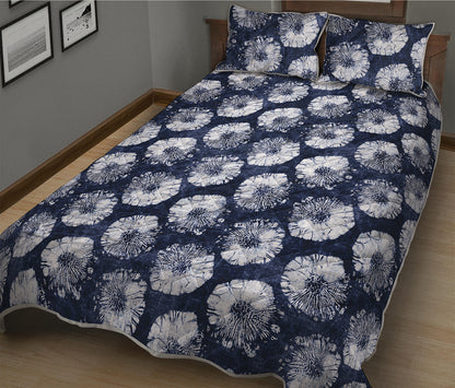Shibori Motif Pattern Print Quilt Bed Set
