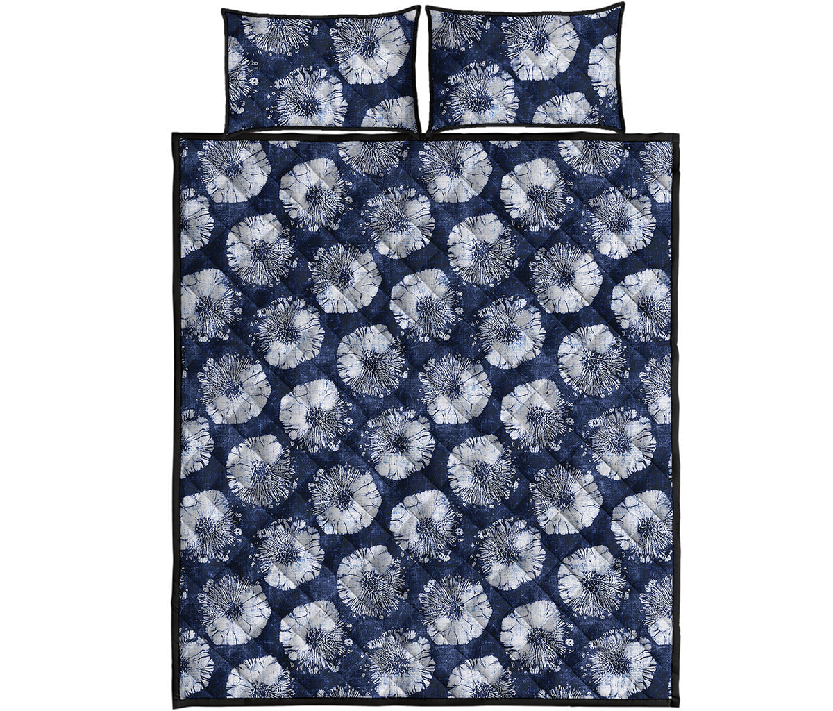 Shibori Motif Pattern Print Quilt Bed Set