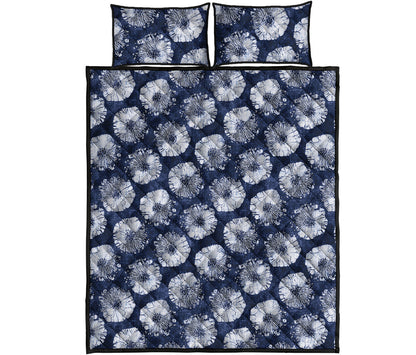 Shibori Motif Pattern Print Quilt Bed Set