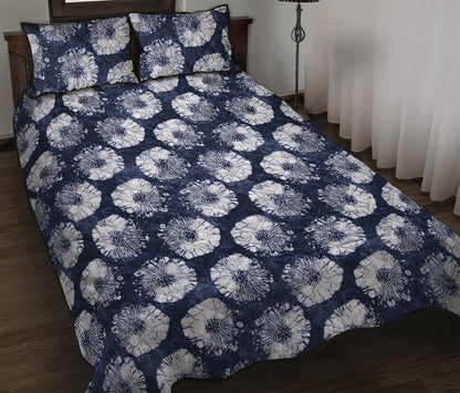 Shibori Motif Pattern Print Quilt Bed Set
