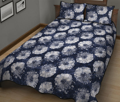 Shibori Motif Pattern Print Quilt Bed Set