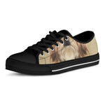 Shih Tzu Portrait Print Black Low Top Shoes 