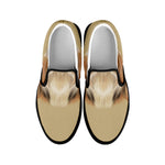 Shih Tzu Portrait Print Black Slip On Shoes