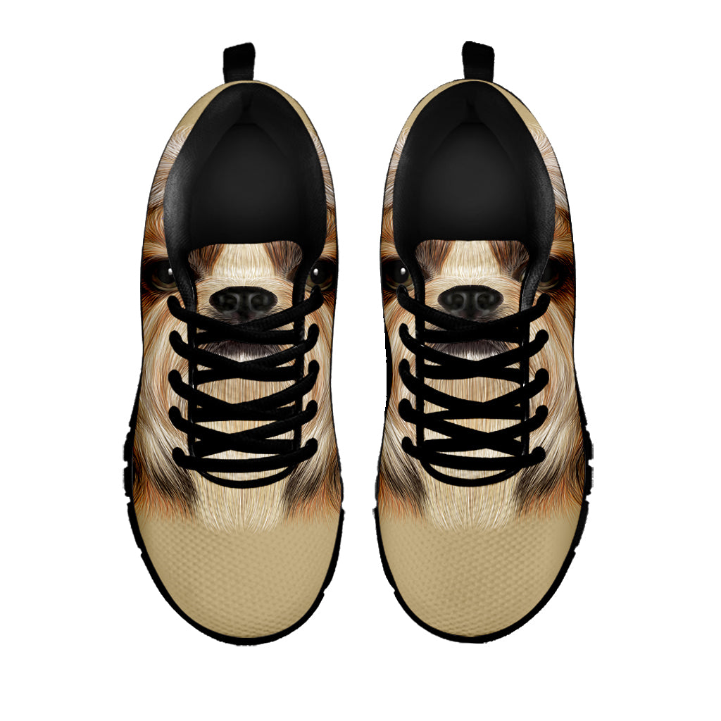 Shih Tzu Portrait Print Black Sneakers