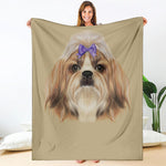 Shih Tzu Portrait Print Blanket