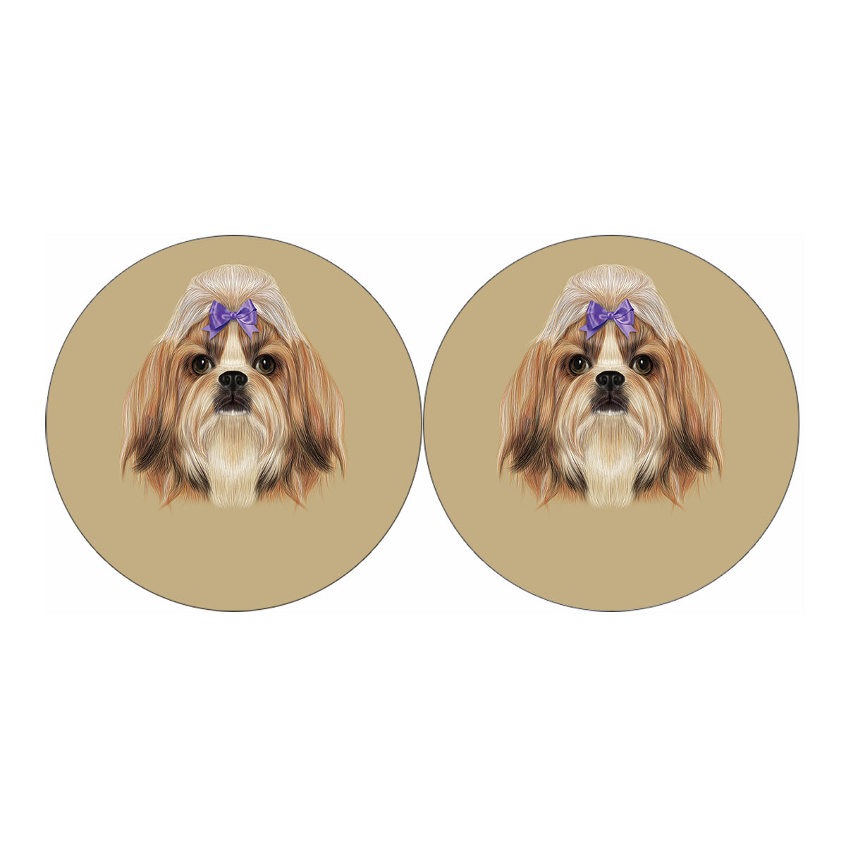 Shih Tzu Portrait Print Car Coasters