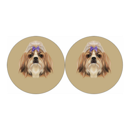 Shih Tzu Portrait Print Car Coasters