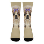 Shih Tzu Portrait Print Crew Socks