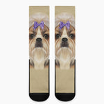 Shih Tzu Portrait Print Crew Socks