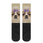 Shih Tzu Portrait Print Crew Socks