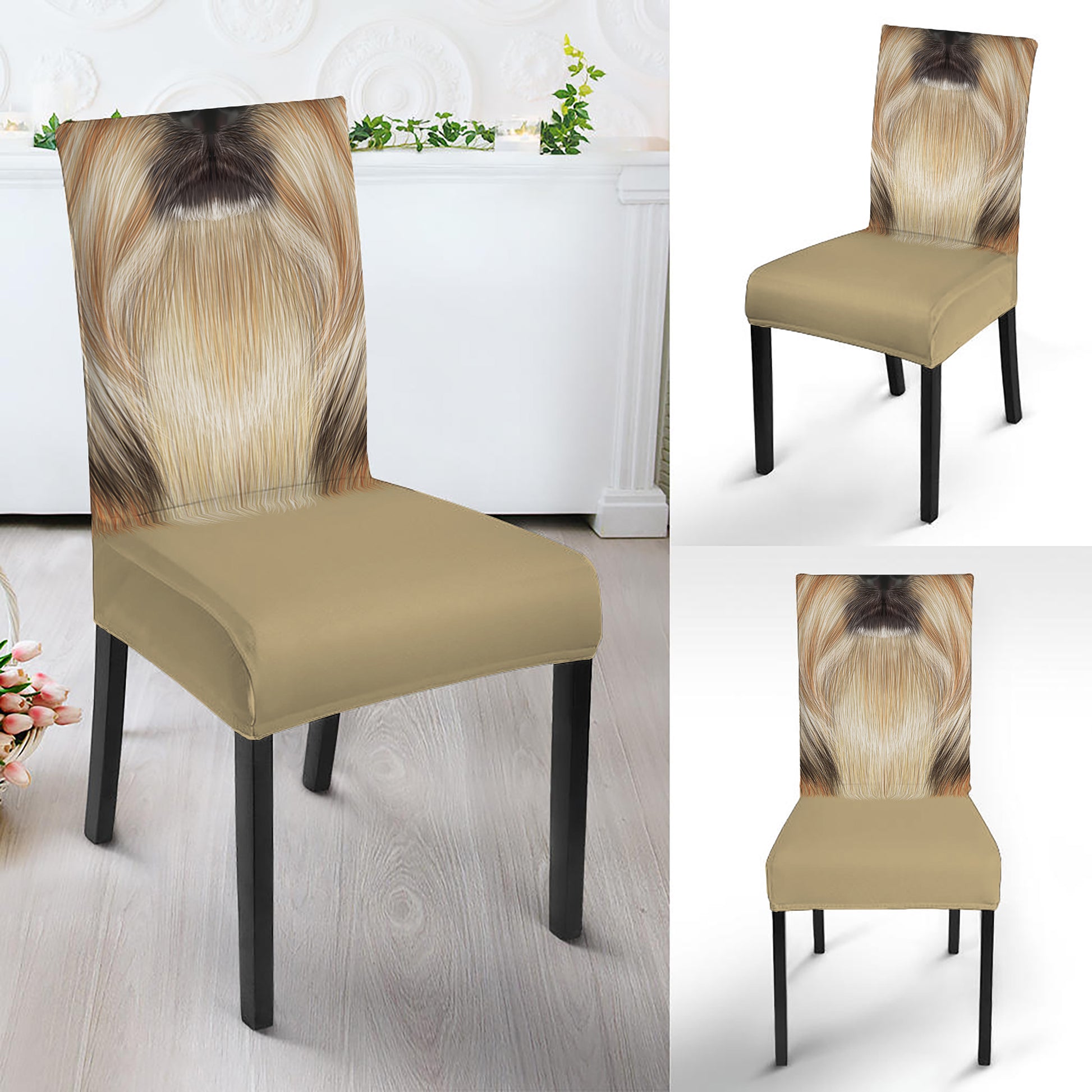 Shih Tzu Portrait Print Dining Chair Slipcover