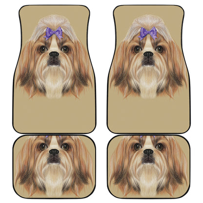 Shih Tzu Portrait Print Front and Back Car Floor Mats