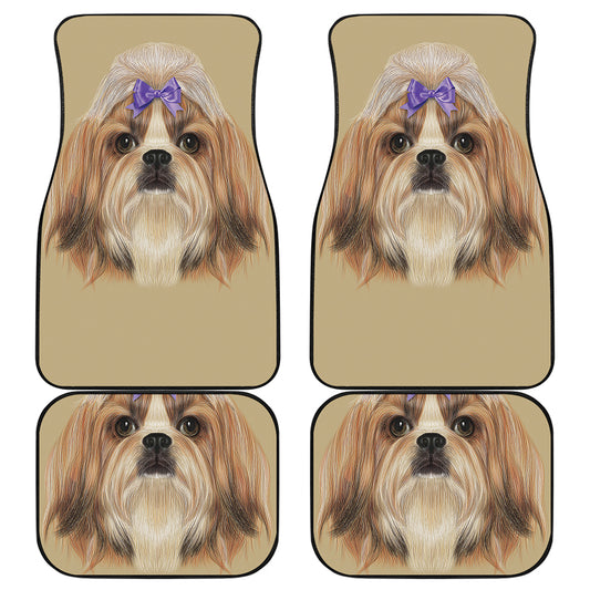 Shih Tzu Portrait Print Front and Back Car Floor Mats