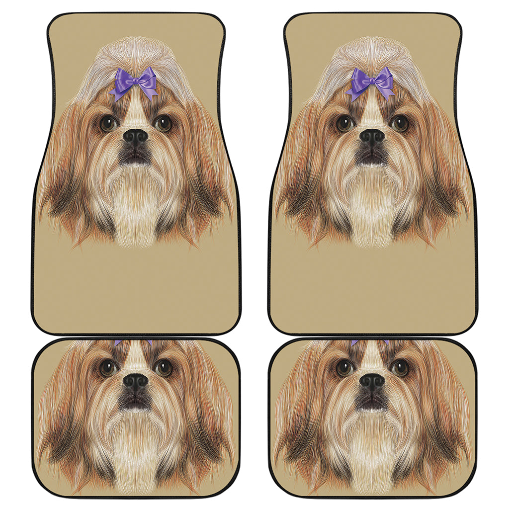 Shih Tzu Portrait Print Front and Back Car Floor Mats