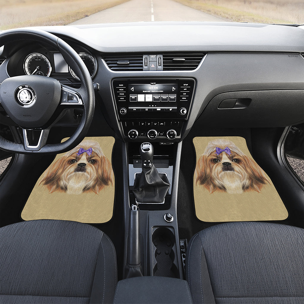 Shih Tzu Portrait Print Front and Back Car Floor Mats