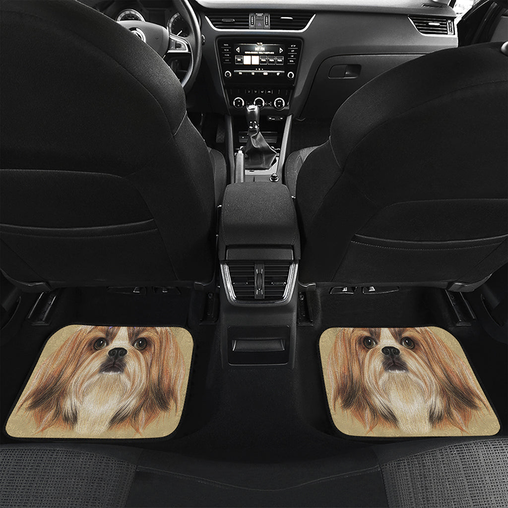 Shih Tzu Portrait Print Front and Back Car Floor Mats