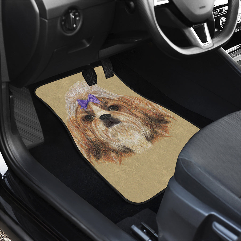 Shih Tzu Portrait Print Front and Back Car Floor Mats