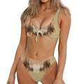 Shih Tzu Portrait Print Front Bow Tie Bikini