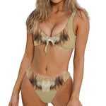 Shih Tzu Portrait Print Front Bow Tie Bikini