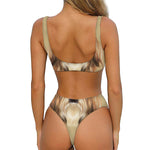 Shih Tzu Portrait Print Front Bow Tie Bikini