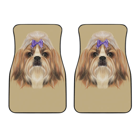Shih Tzu Portrait Print Front Car Floor Mats