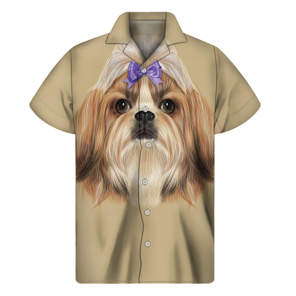 Shih Tzu Portrait Print Men's Short Sleeve Shirt
