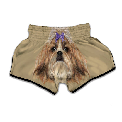 Shih Tzu Portrait Print Muay Thai Boxing Shorts