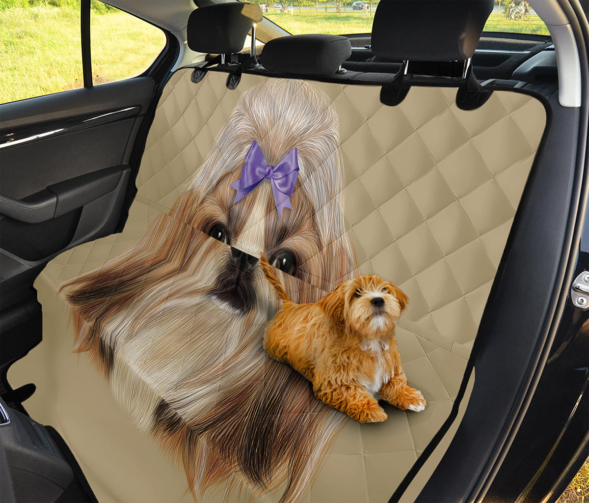 Shih Tzu Portrait Print Pet Car Back Seat Cover