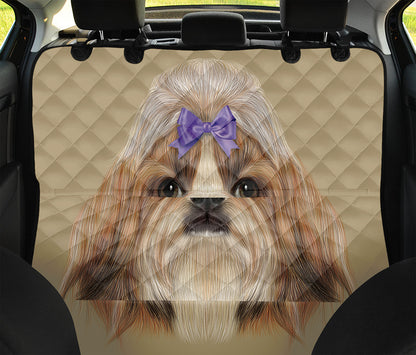 Shih Tzu Portrait Print Pet Car Back Seat Cover