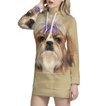 Shih Tzu Portrait Print Pullover Hoodie Dress
