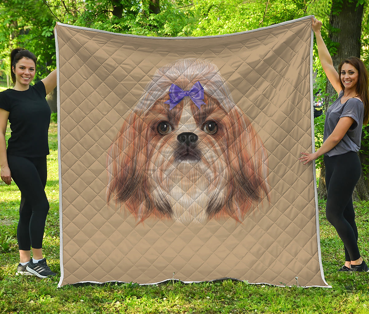 Shih Tzu Portrait Print Quilt