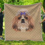Shih Tzu Portrait Print Quilt