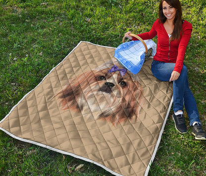 Shih Tzu Portrait Print Quilt