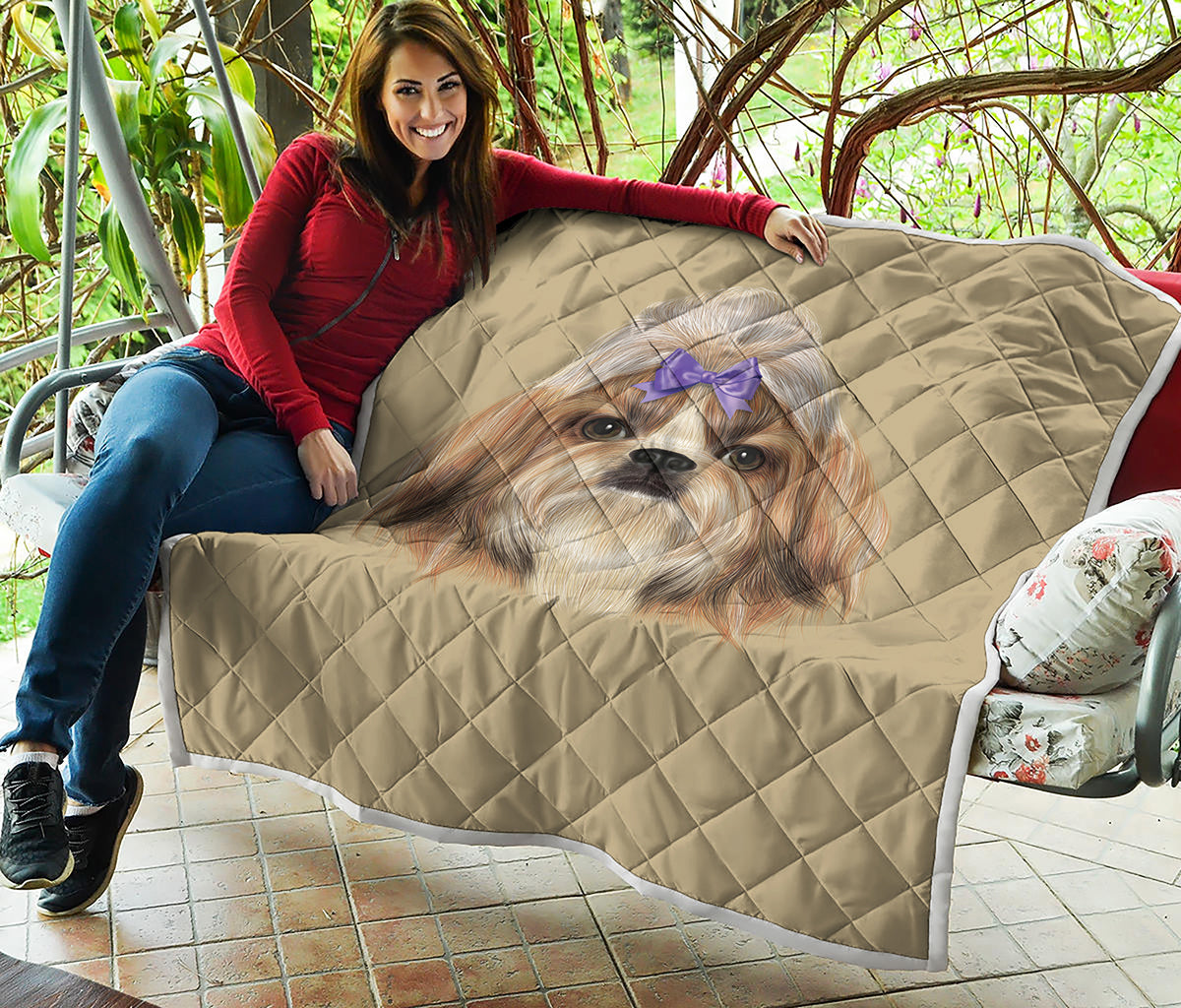 Shih Tzu Portrait Print Quilt